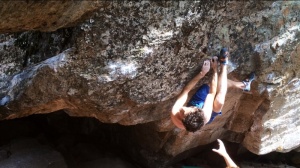 I sent Dragon's Tail (V11), a sweet Dave Graham problem at Wild Basin.  Thanks Sam Weir for the photo. 