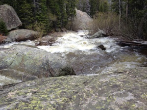 The river is raging right now at Wild Basin